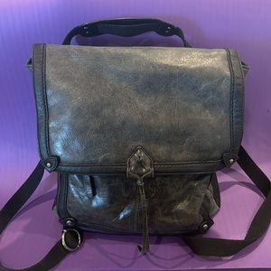 The Sak Distressed Black Leather Convertible Backpack Purse
